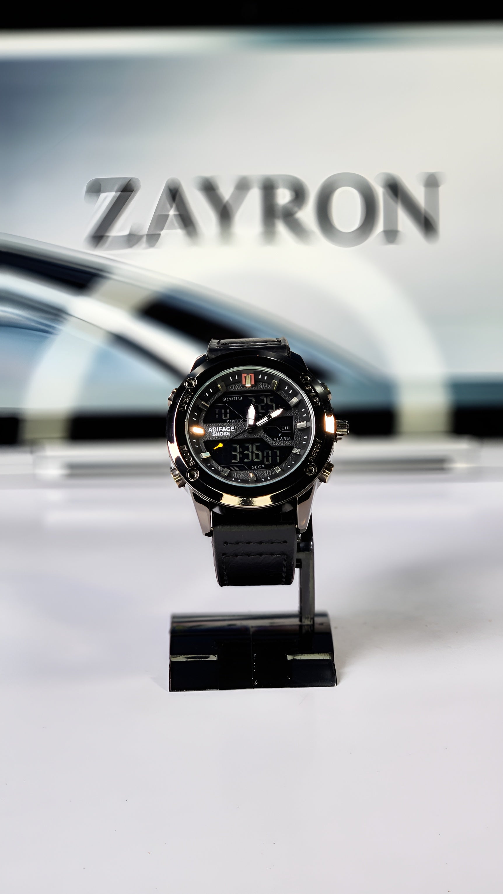 ZAYRON Luxury Men’s Chronograph Watch – Black Dial & Leather Strap