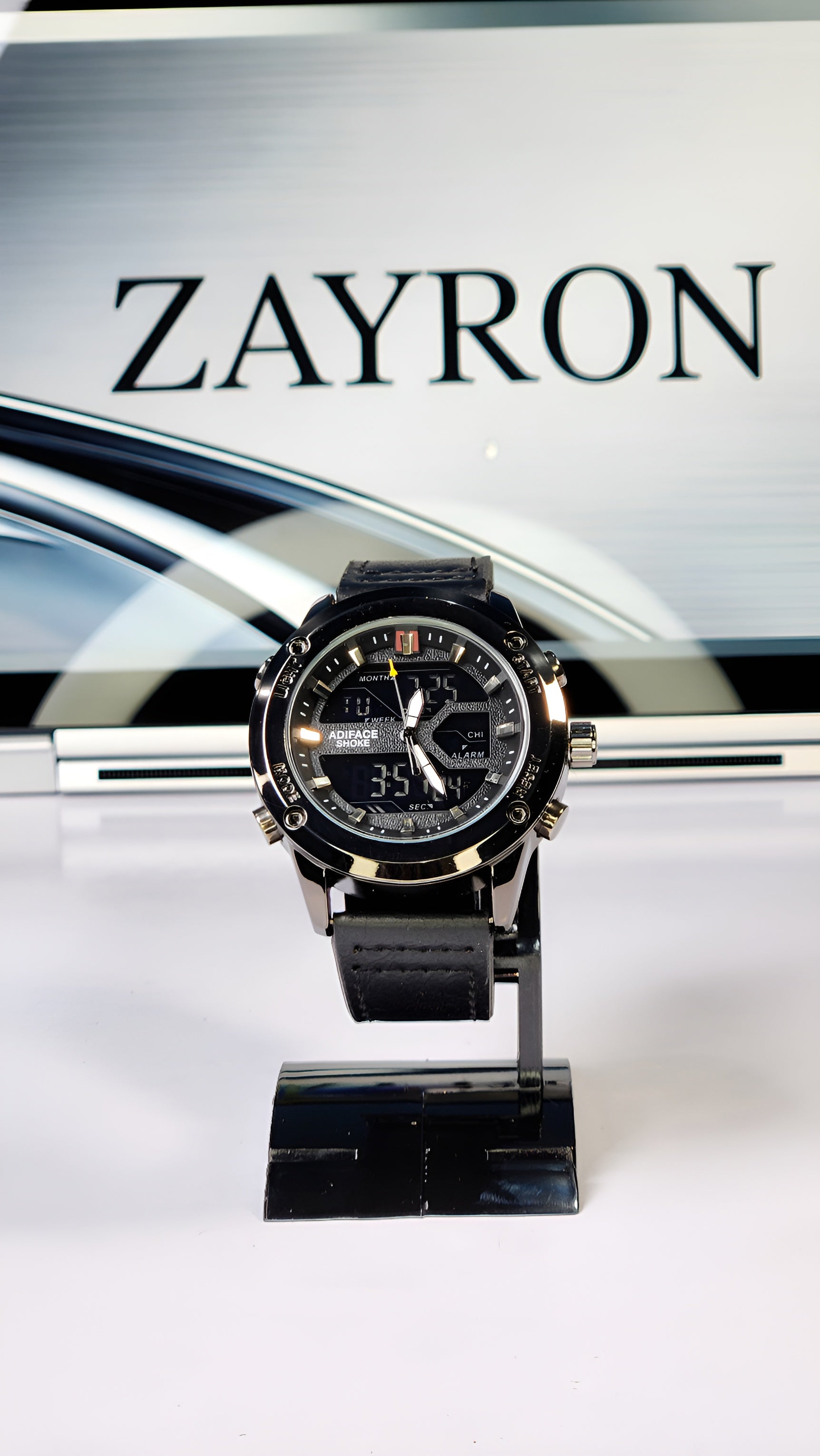ZAYRON Luxury Men’s Chronograph Watch – Black Dial & Leather Strap