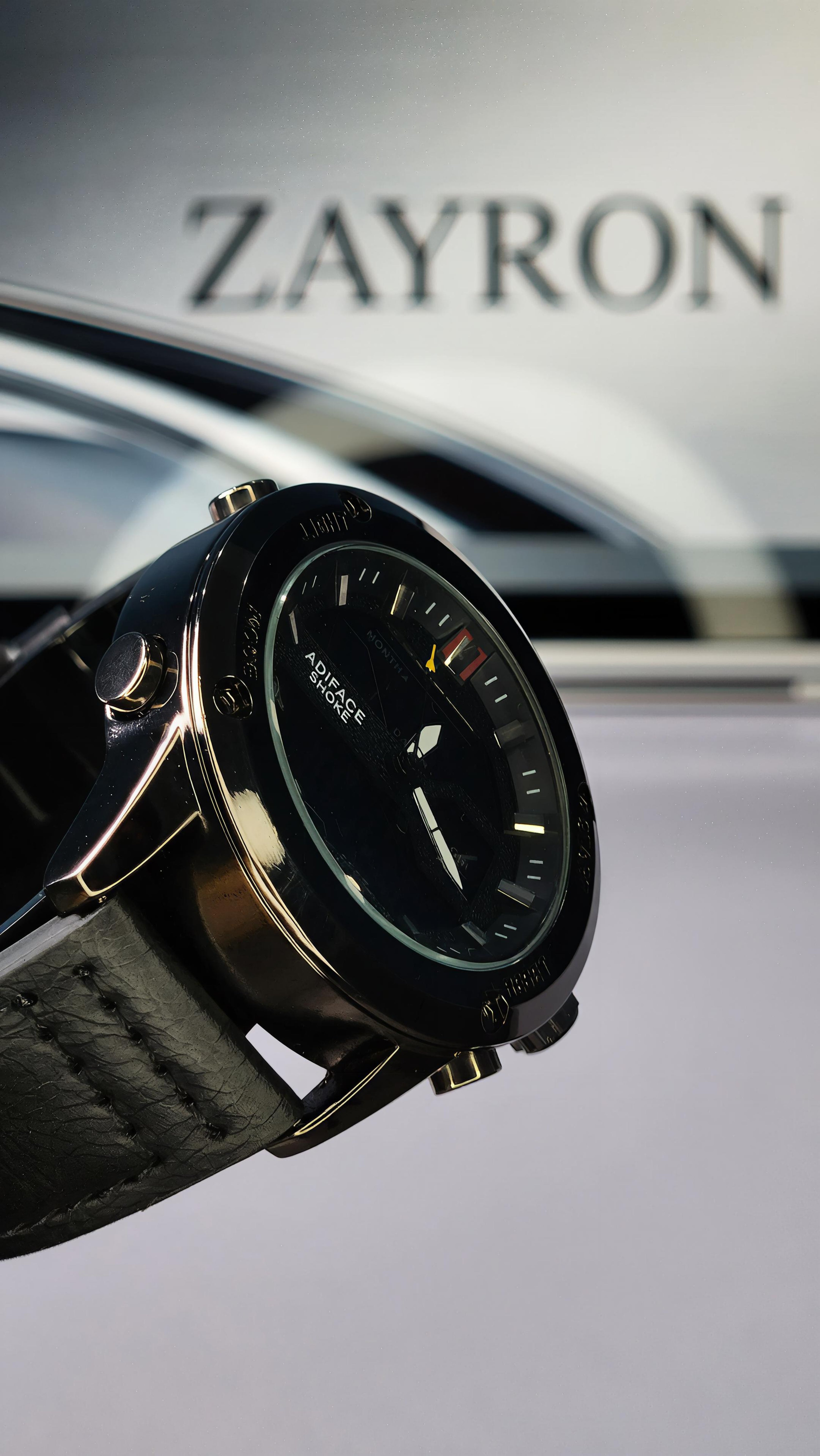 ZAYRON Luxury Men’s Chronograph Watch – Black Dial & Leather Strap