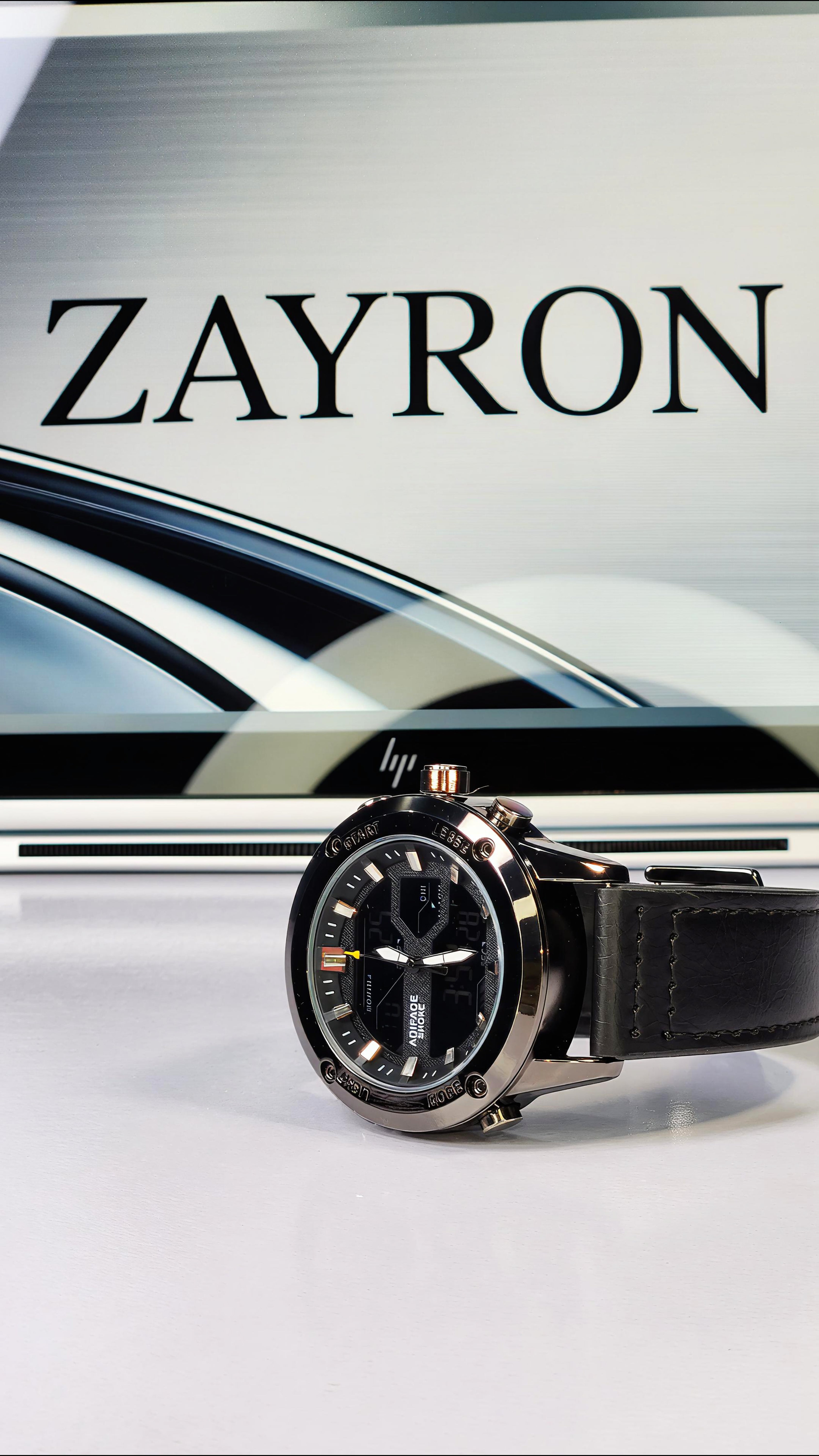 ZAYRON Luxury Men’s Chronograph Watch – Black Dial & Leather Strap